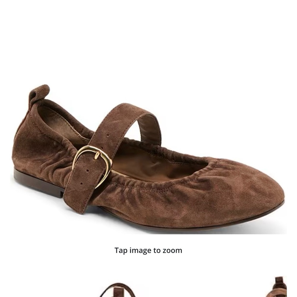 Dolce Vita Brown Suede Mary Jane Flat with Gold Buckle